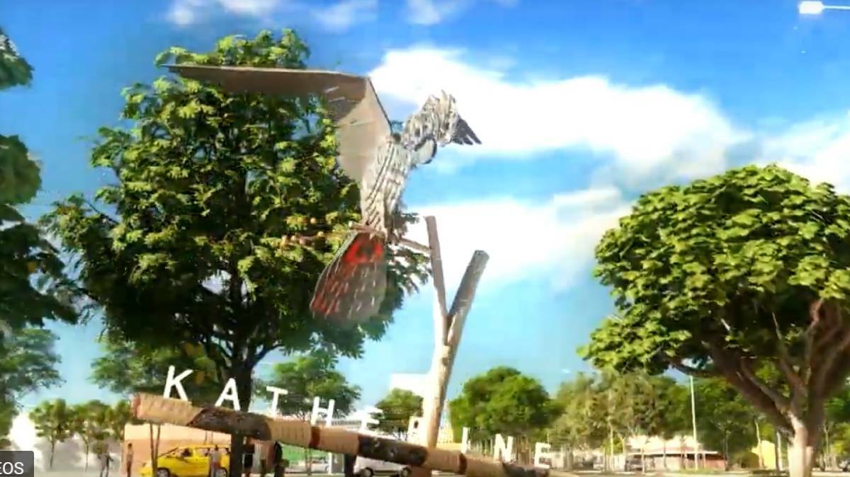 From the video, the proposed town entry sign featured a red-tailed black cockatoo.