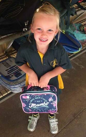 EXCITED: Eliana was excited to start her first day of school in Katherine today. Picture: supplied.