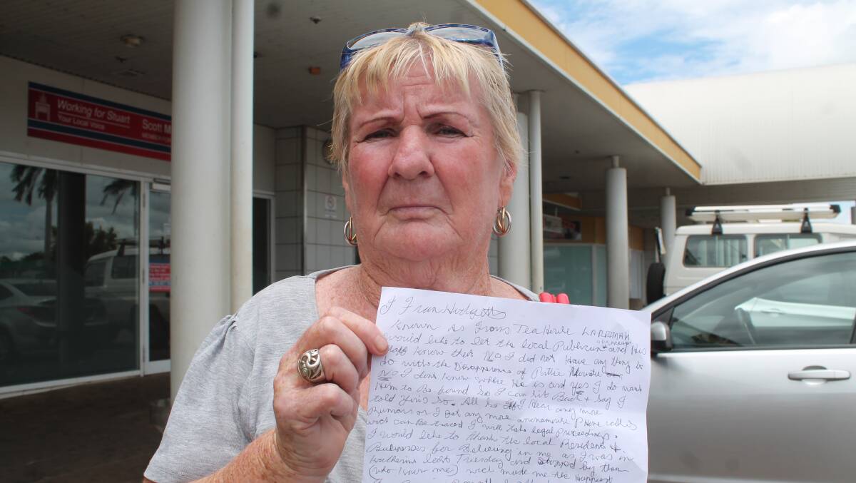 Larrimah local Fran Hodgetts writes a letter to the Katherine Times protesting her innocence.