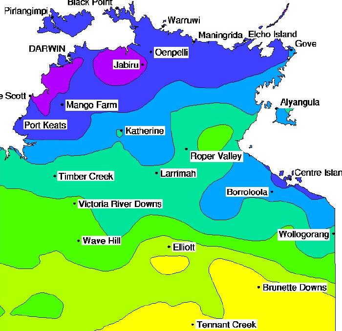 Katherine has recorded 65mm so far this year. Graphic: Bureau of Meteorology.