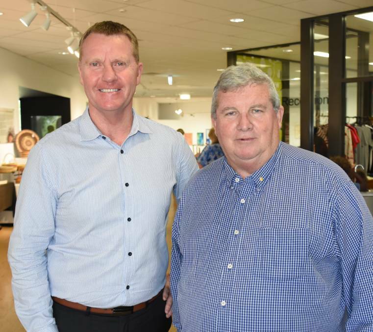NT Minister for Primary Industry and Resources Paul Kirby and drought co-ordinator-general Shane Stone visited Katherine in December.