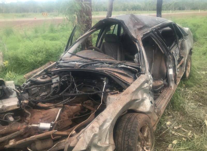 The driver of this car involved in a fatal crash near Timber Creek had been drinking, was speeding and did not have a licence, police have alleged. Picture: NT Police.