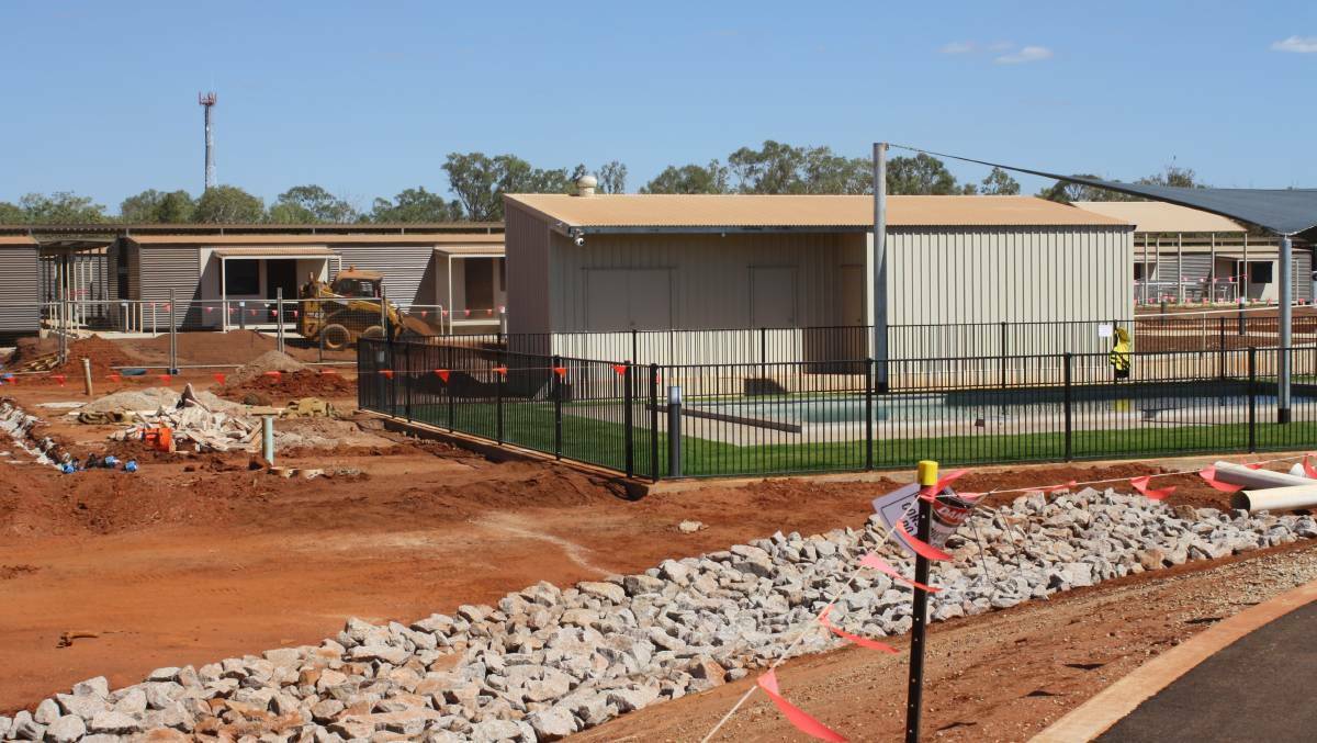 Defence Department contractor Lendlease has already built this large hostel at the Tindal RAAF Base for more than 120 workers, complete with a swimming pool.