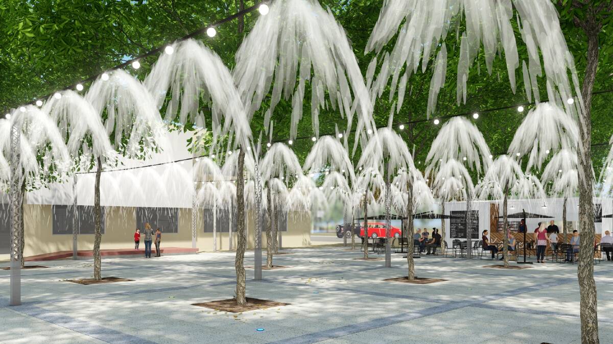 Cooling misters are part of the design plans for the revamped 50 cent park. Design drawings: Katherine Town Council.
