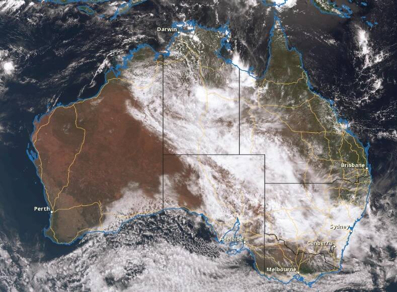 Most of the cloud covering mainland Australia right now is being caused by ex TC Esther. Picture: Bureau of Meteorology.