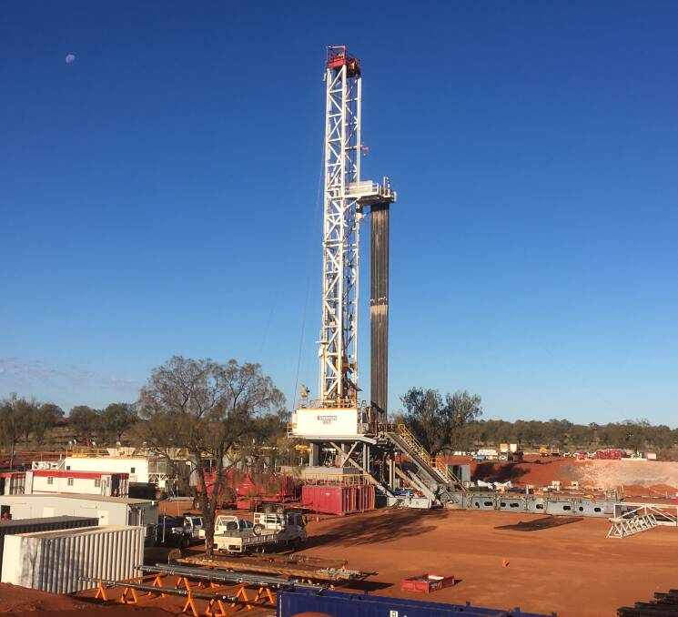 The drilling rig to be used in the exploration for onshore gas. Picture: Santos.