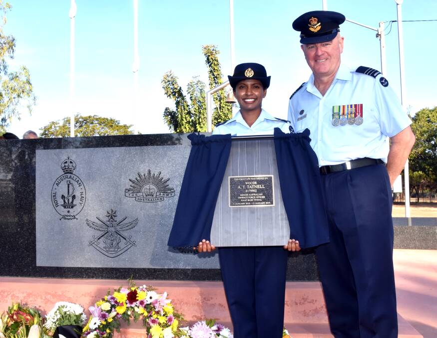 Former Tindal RAAF Base chief, Wing Commander Andy Tatnell returned to officially open the new Katherine Cenotaph. Pictures: Brooklyn Fitzgerald.
