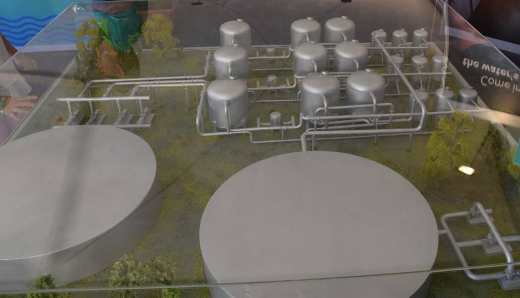 A scale model of Katherine's new water treatment plant.