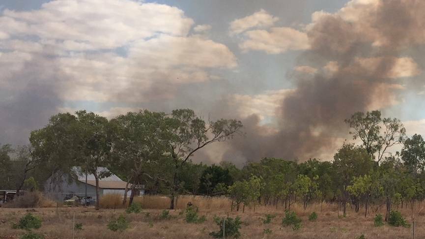 Smoke from the Uralla fire is covering Katherine this morning. Picture: Roxanne Fitzgerald.