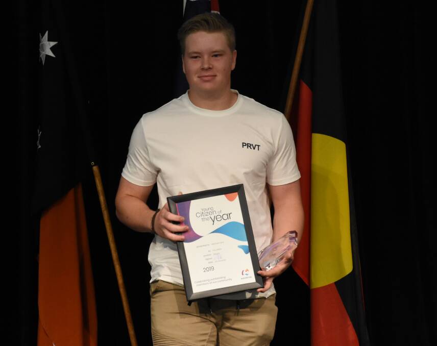 Mitchell collects his Katherine young citizen of the year award earlier this year.