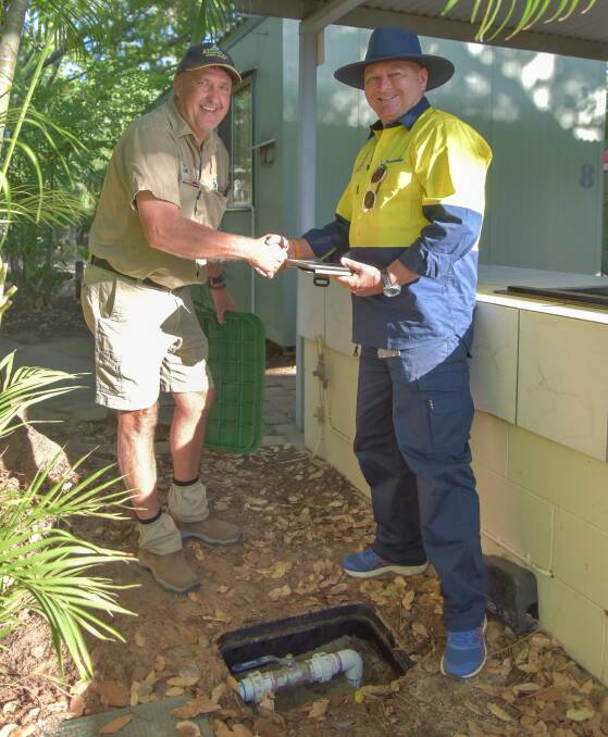 Riverview Tourist Village Manager Craig Batten is now saving the equivalent of 120 wheelie bins of water a day after having leaks checked and fixed.