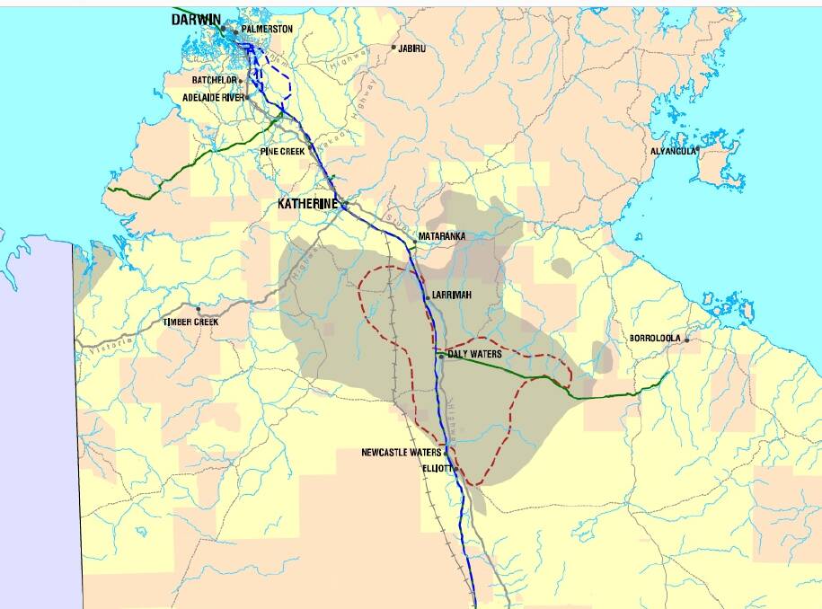 A proposed gas corridor. Map: NT Government.