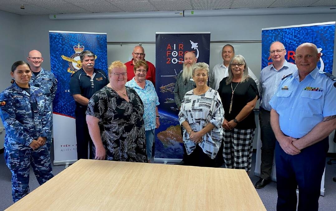 Attending last month's forum - Wing Commander Tim Ferrell, Phillip Luck (CEO Roper Gulf Regional Council), Scott Lander (president Katherine RSL Sub-Branch), Deputy Mayor Peter Gazey Ian Bodill (CEO Katherine Town Council). Centre: Anna Kerwin (Treasurer Katherine and District Show Society), Trudy Braun (Victoria Daly Regional Council), Colin Abbott (Katherine Chamber of Commerce). Front: Pilot Officer Gabrielle Read (Assistant Indigenous Liaison Officer), Cathy Highet (President Katherine and District Show Society and Commanding Officer Australian Air Force Cadets No. 803 Squadron), Mayor Fay Miller, Flight Lieutenant Wayne Dicks (Air Force 2021 RAAF Base Tindal Liaison Officer).