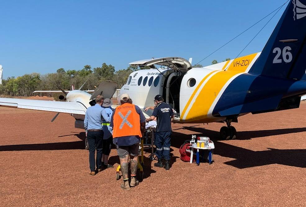 The injured tourists are airlifted to Royal Darwin Hospital. Pictures: CareFlight.