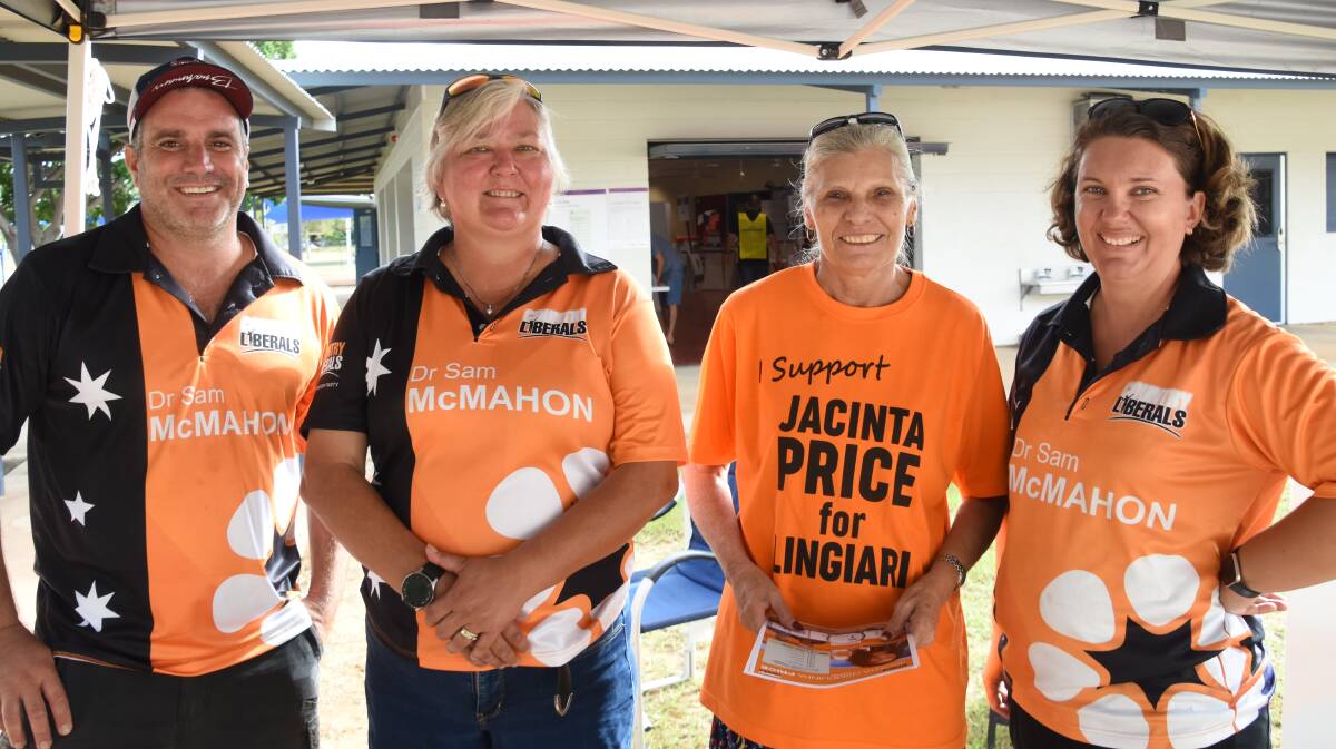 Dr Sam McMahon (second from left) with supporters in Katherine yesterday will be packing her bags for Canberra. Picture: Roxanne Fitzgerald.