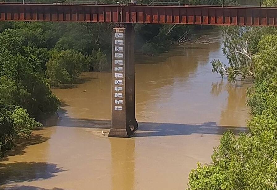 The Katherine River is rising slowly and is more muddy in appearance after recent rains. Picture: Katherine Town Council.