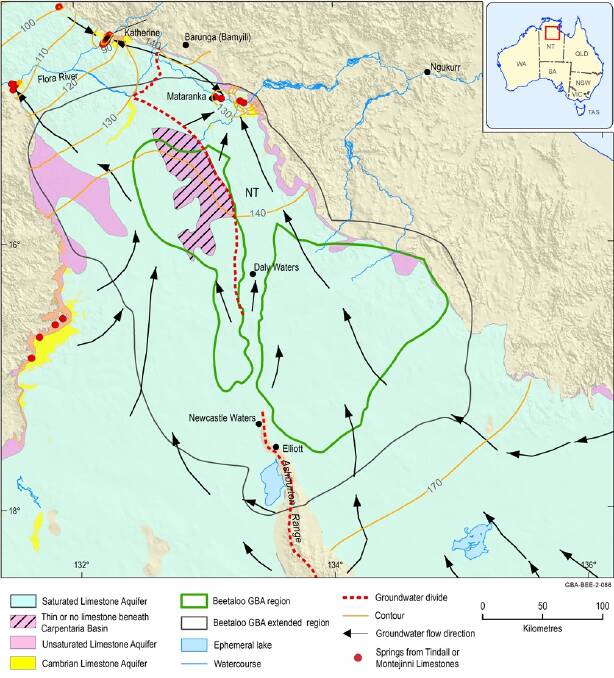 A diagram showing the direction of groundwater flows. Graphic: Geological and Bioregional Assessments Program.