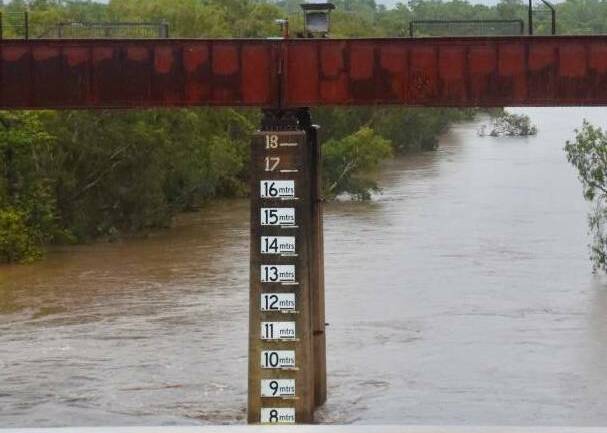 AS HIGH AS IT GOT: The highest flow this past wet season was a small high flow which reached 8.1 metres on the Katherine Railway Bridge on February 27.