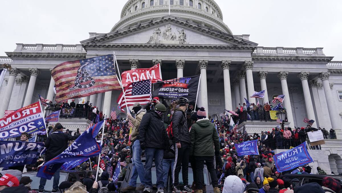 Rioters invaded the US Capitol building last month. Picture: Getty