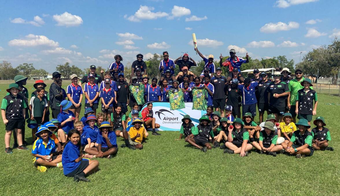 GETTING ACTIVE: 150 primary and secondary students from schools in and around Katherine participated in the Indigenous Cricket Gala Day. Photo: Mel Brautigam Savvy Social