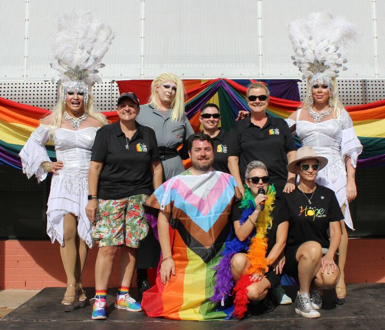 Top End Pride crew with drag queens.