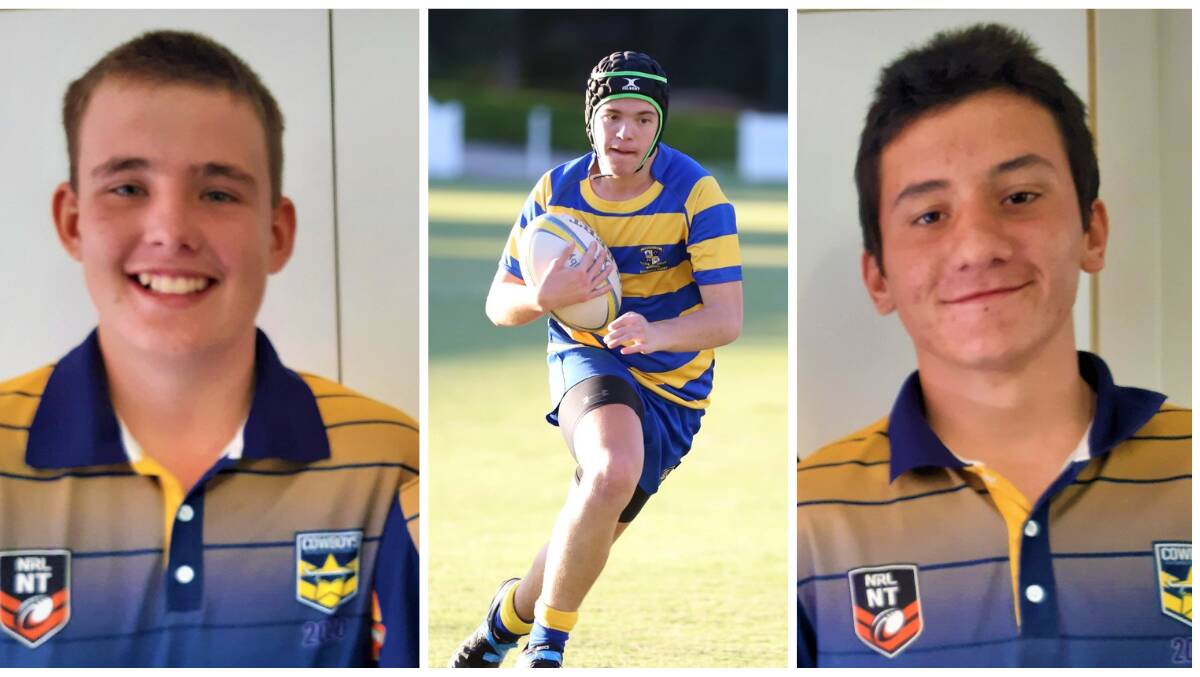 BEST OF THE BEST: Katherine's Michael Skerrett, Joshua King and Kyle Bader will represent the NT in the upcoming Queensland Rugby Teenage Boys State Championships. Photos: Supplied
