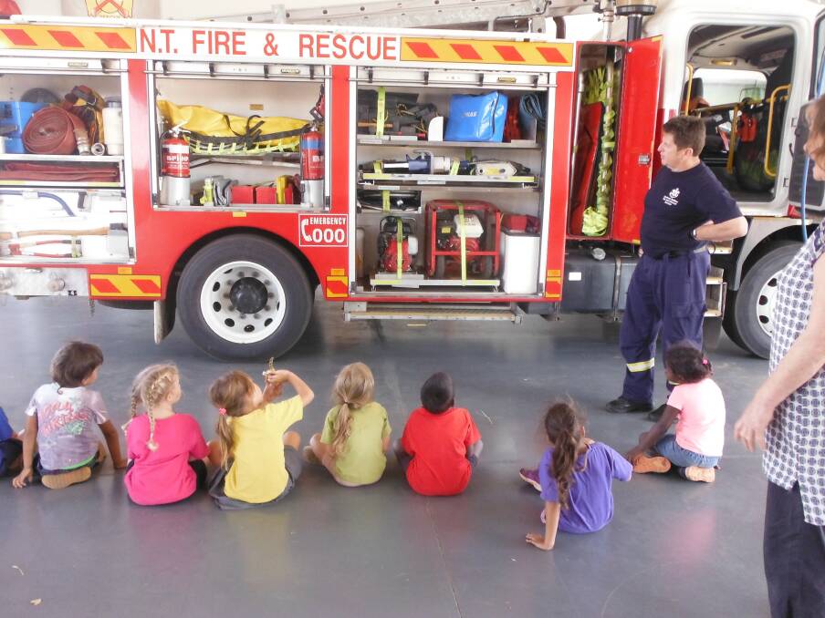 Play learning: MacFarlane preschoolers on an excursion to Katherine Fire Station.