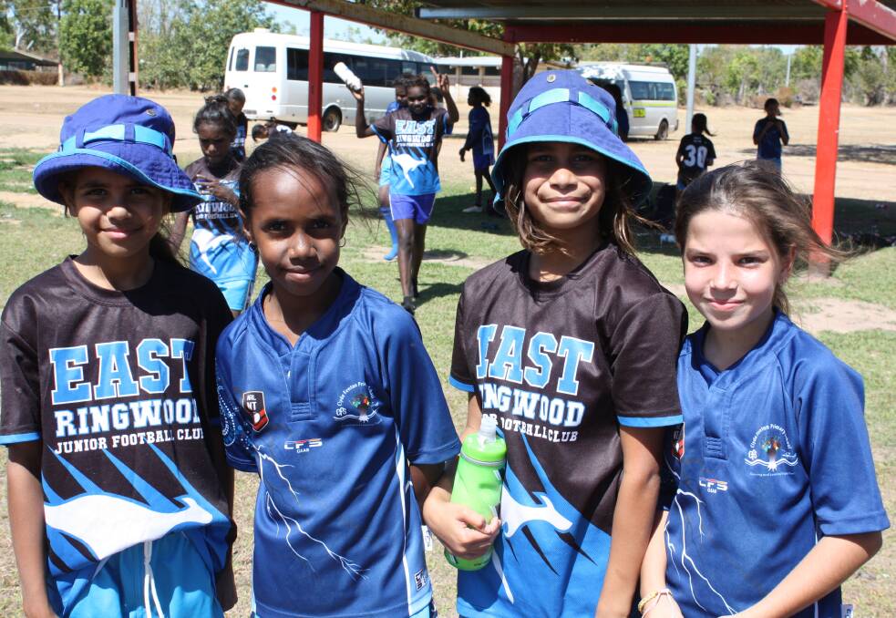 Got the power: Members of the Clyde Fenton Primary School girl's AFL treams who took part in the 2019 AFL Pink Power Gala Day. 