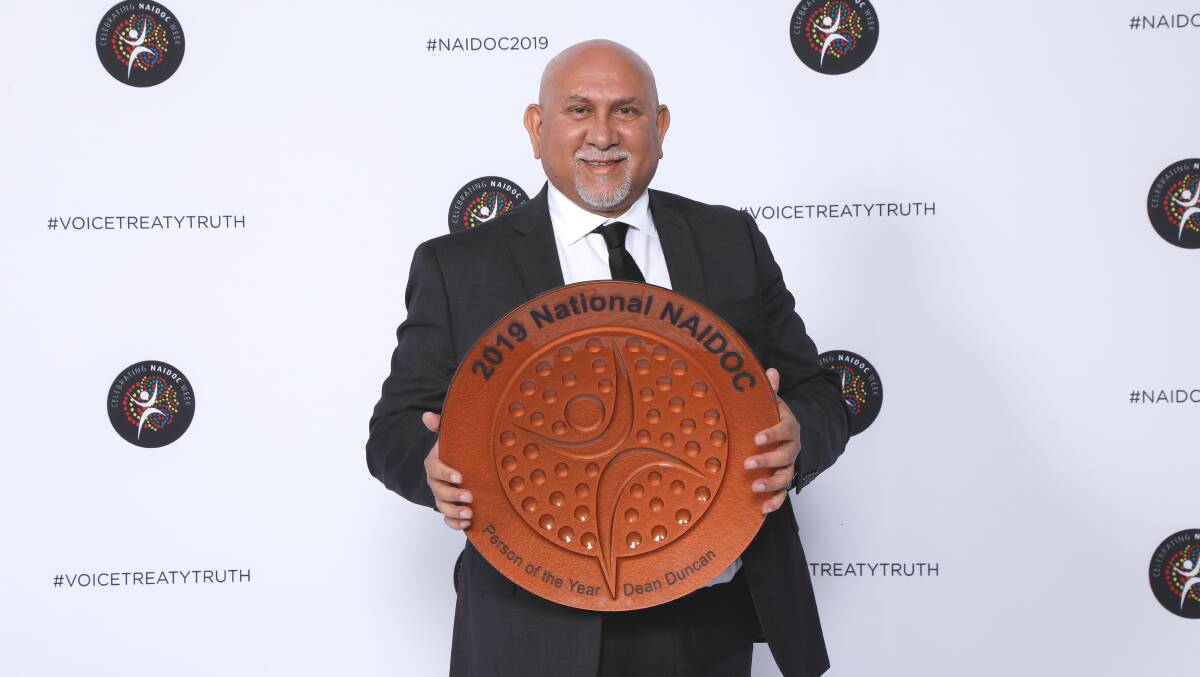 TOP HONOUR: Proud Kamilaroi man Dean Duncan from Moree was named Person of the Year at 2019 National NAIDOC Awards on Saturday night. Photo: NIAA