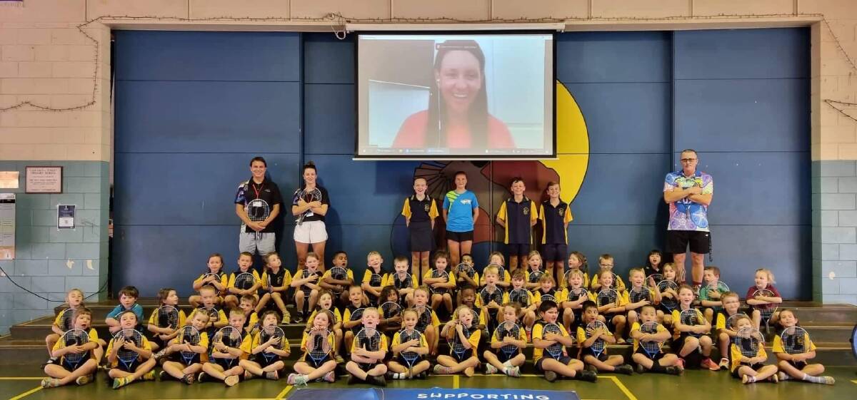 BASELINE: Casuarina Street Primary School transition students gather for the ANZ Hot Shots Racquet Roadshow on October 12. Picture: supplied.