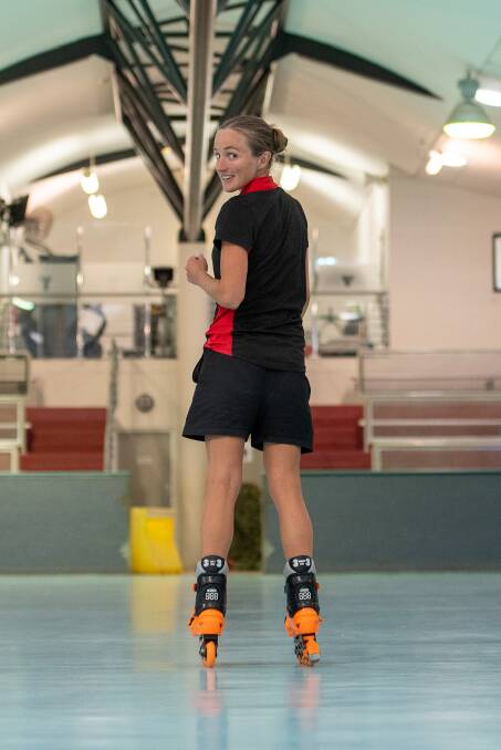 SHE'S GOT THE MOVES: Recreation manager Bronwyn Humphry on the rink at the Henry Scott Recreation Centre. Picture: supplied.