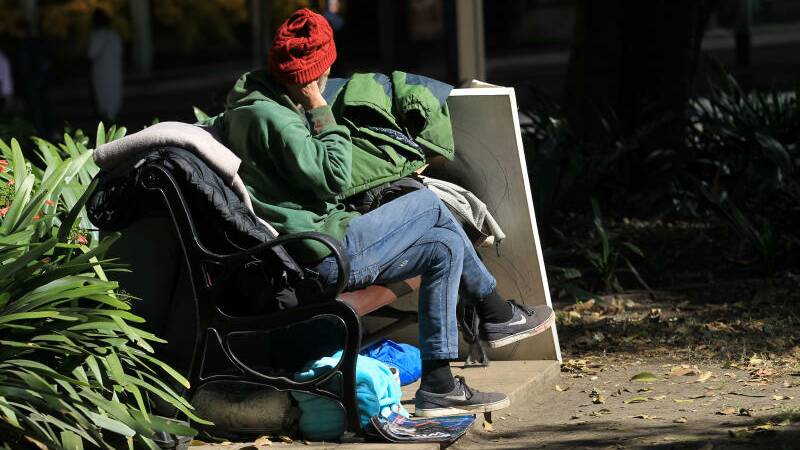 A homeless man in Sydney's Hyde Park. Photo: James Alcock/Fairfax Media