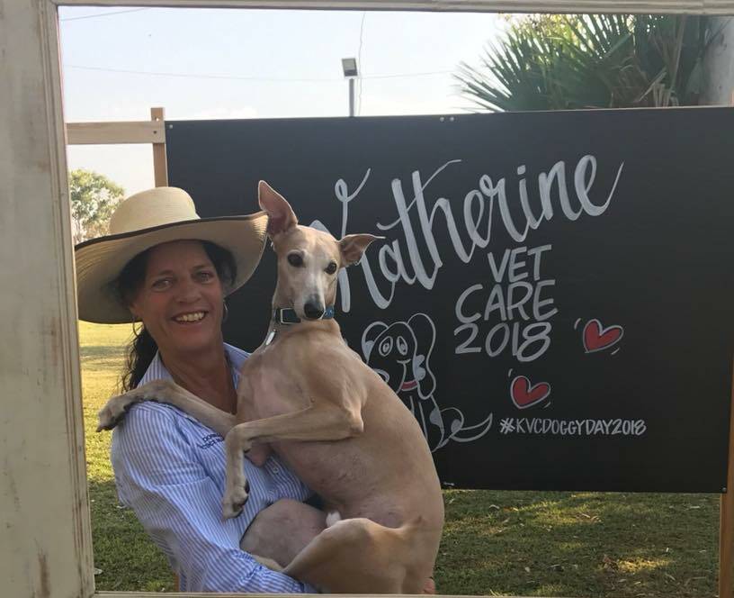 SMILE: Katherine Vet Care works with Katherine Town Council on their Doggy Day Event. Staff set up a photobooth for people to take photos with their pets.