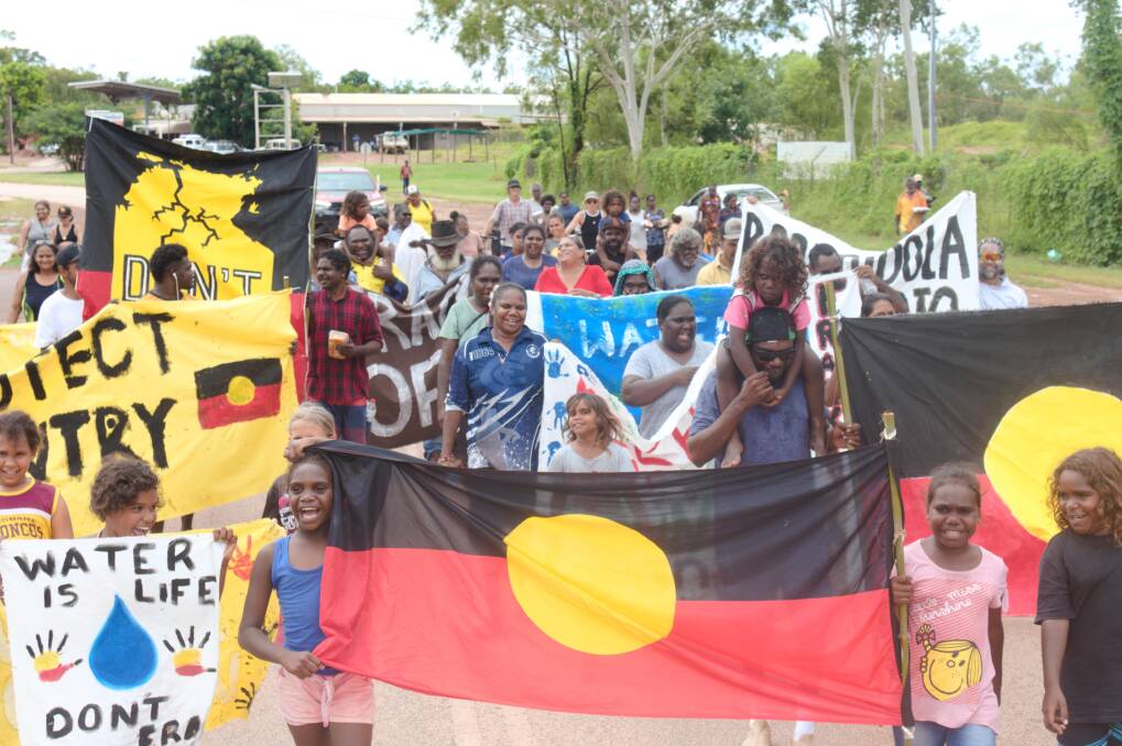 Borroloola residents took to the streets. Photo: Supplied. 