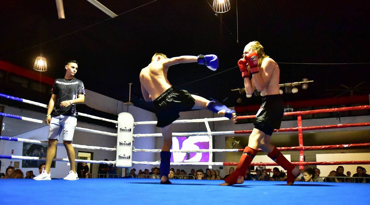 Cameran Dehne throws a kick in the ring. Picture: Supplied. 