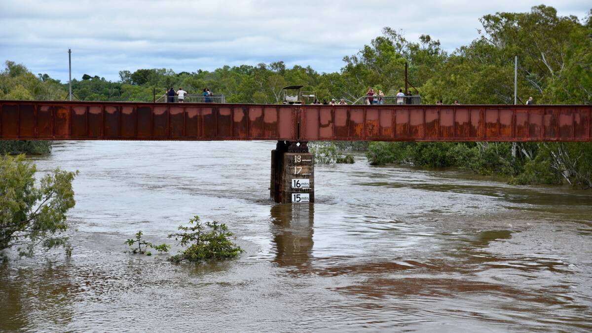 The flooded river was a must-see for Katherine residents after weeks of heavy rain. Picture: Roxanne Fitzgerald. 