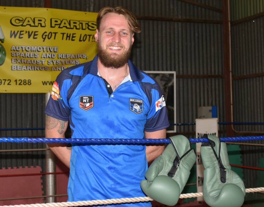 Nathaniel MacKinnon stands in Blue Eagle's Muay Thai ring, a sport he took up after arriving in Katherine. Picture: Tom Robinson. 