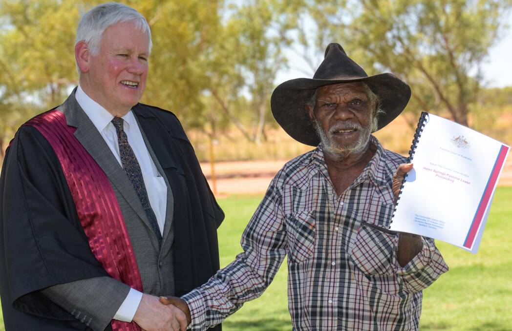 Justice White and Dick Foster celebrate Native Title recognition