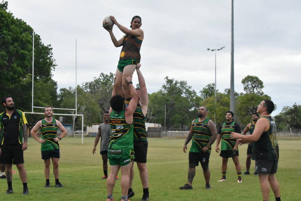 Barbarians practice a lineout at their regular Monday night training. Picture: Tom Robinson. 