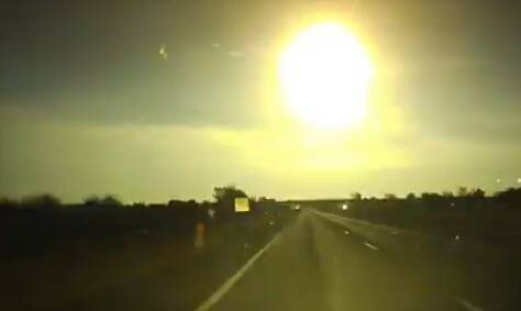 Lit up: Jenny Ashton of Ulverstone's dashcam caught the meteor as it lit up the sky near Hagley.