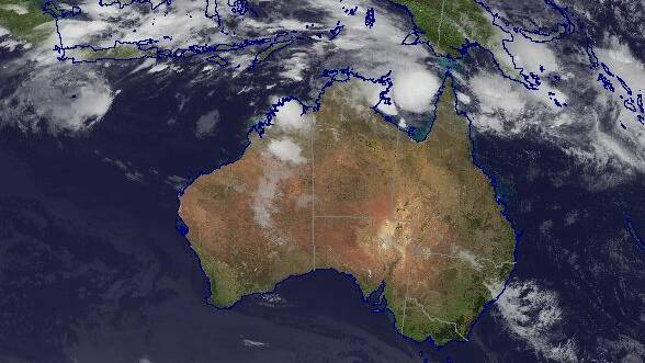Satellite map of Australia Tuesday morning.
