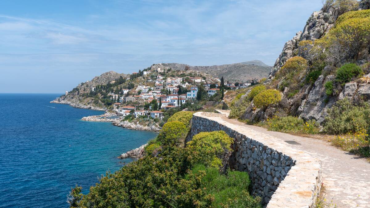One of the walking paths along the coast of Hydra.