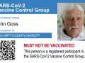 Fraudulent: An example of the fake 'COVID control group' card provided by Dr Neal Krawetz.