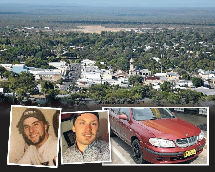 CLUES: Charters Towers, Jayden Penno-Tompsett, left, Lucas Tattersall and the Pulsar the pair were driving.