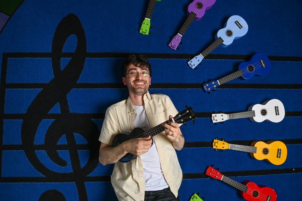 ON STAGE: Wodonga primary school is in the national spotlight thanks to Aaron Silver, who is a finalist in the 2021 Telstra ARIA Music Teacher. The winner will be announced on November 24 at the ARIA awards. Picture: MARK JESSER
