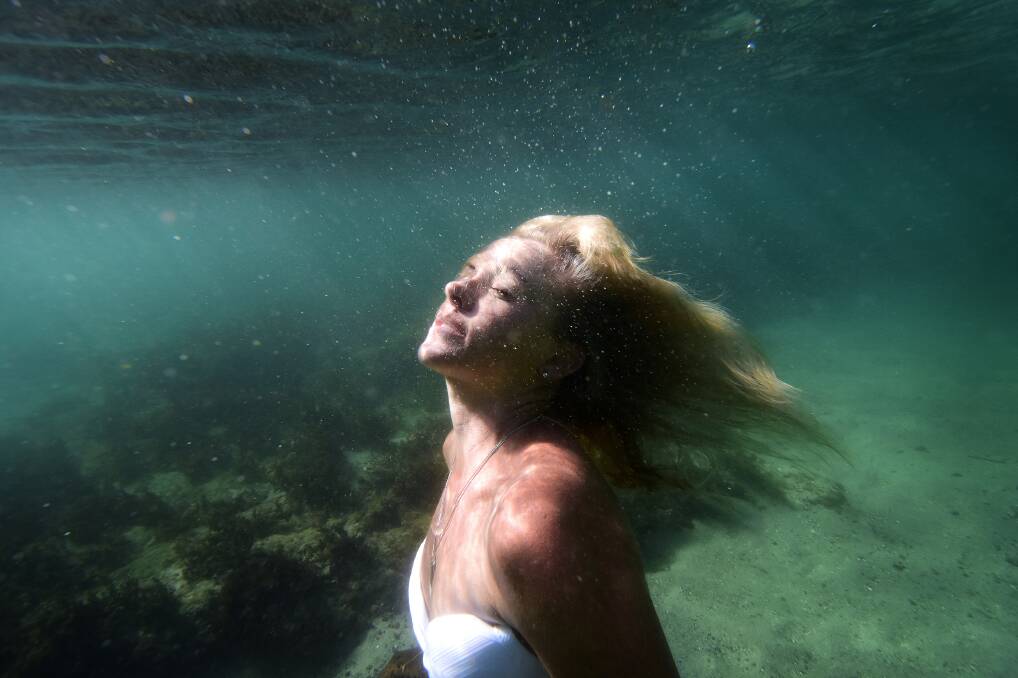 Chrissy says she can spend four hours in the ocean and not even notice the time passing, as it has such a meditative effect on her. Picture: Sylvia Liber
