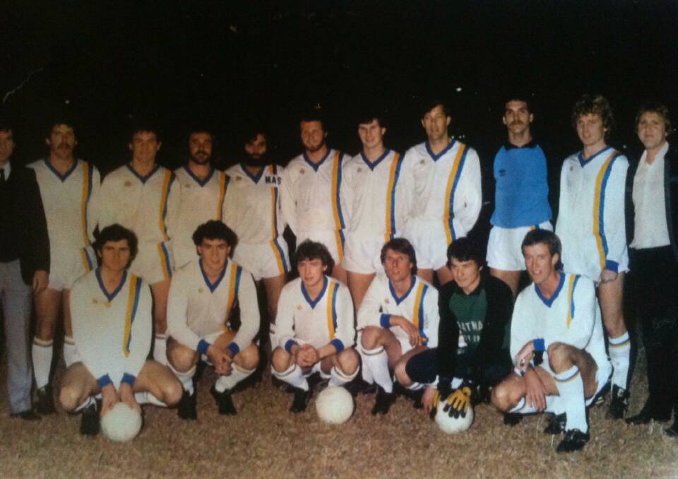 CONTEST: Manly-Warringah were stoked to have George Best play with them. He is fifth from left at the back.