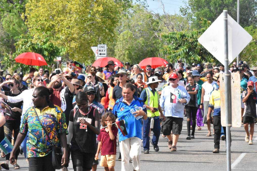POSTPONED: The NAIDOC march in Katherine in 2020. NAIDOC Week events in 2021 have had to be postponed due to the COVID-19 outbreak. Photo: Tom Robinson