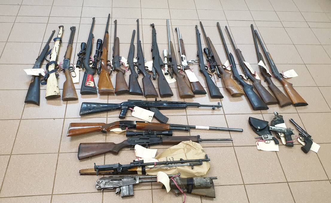SEIZED: The firearms that were seized by Northern Territory Police after a search of a cattle station near Katherine on Sunday. Photo: NT Police