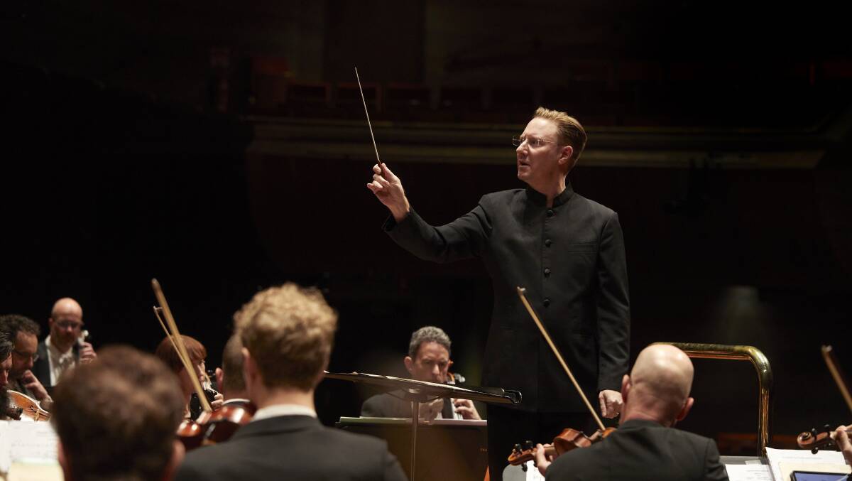 Ben Northey in action conducting the Melbourne Symphony Orchestra. 